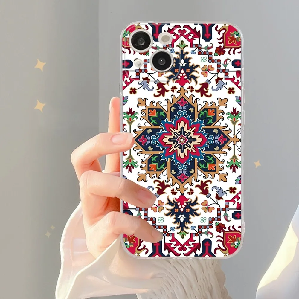 Persian carpet Floral pattern Phone Case Silicone Soft for iphone 15 14 13 12 11 Pro Mini XS MAX 8 7 6 Plus X XS XR Cover
