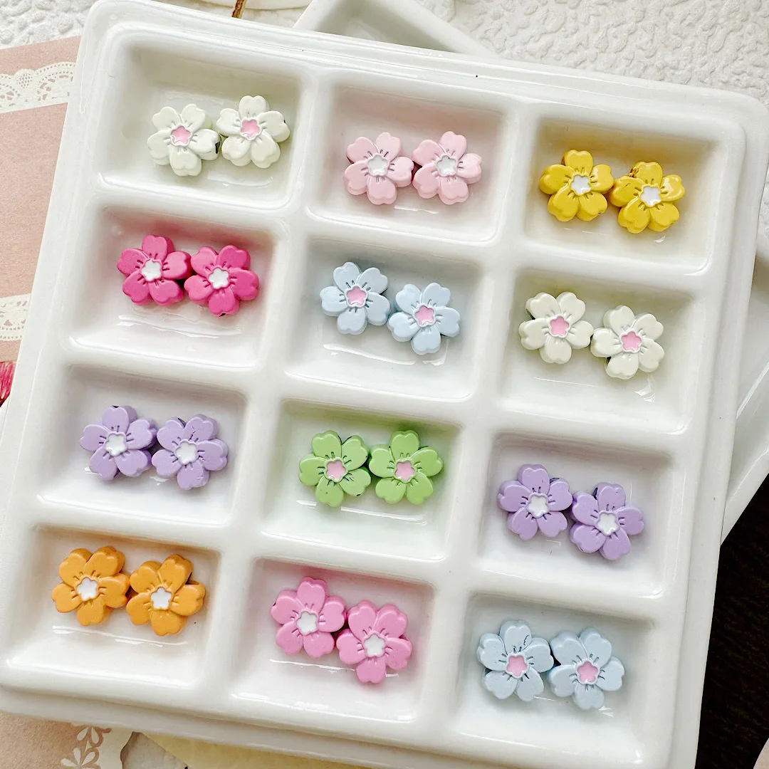 

50pcs/lot Charms for Jewelry DIY Making Plated cute flower Beads Spacer Bead for bracelet