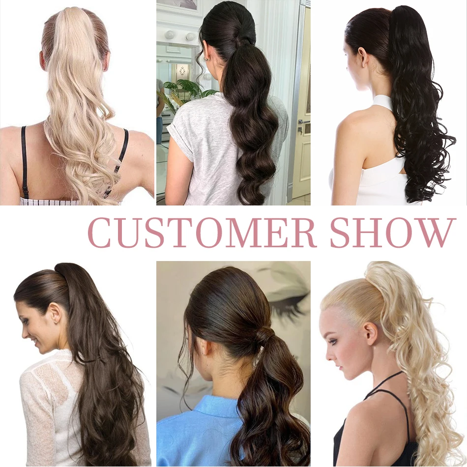 Extensions de cheveux humains Body Wave pour femmes, queue de cheval brésilienne, vrais cheveux humains Remy, Wstring de proximité rond, postiche pour femme