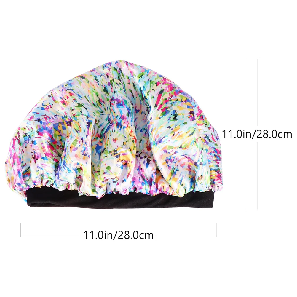 2 Pcs Hair Cap Printing Sleep Hat Shower Sleeping Elastic Bath Satin Caps