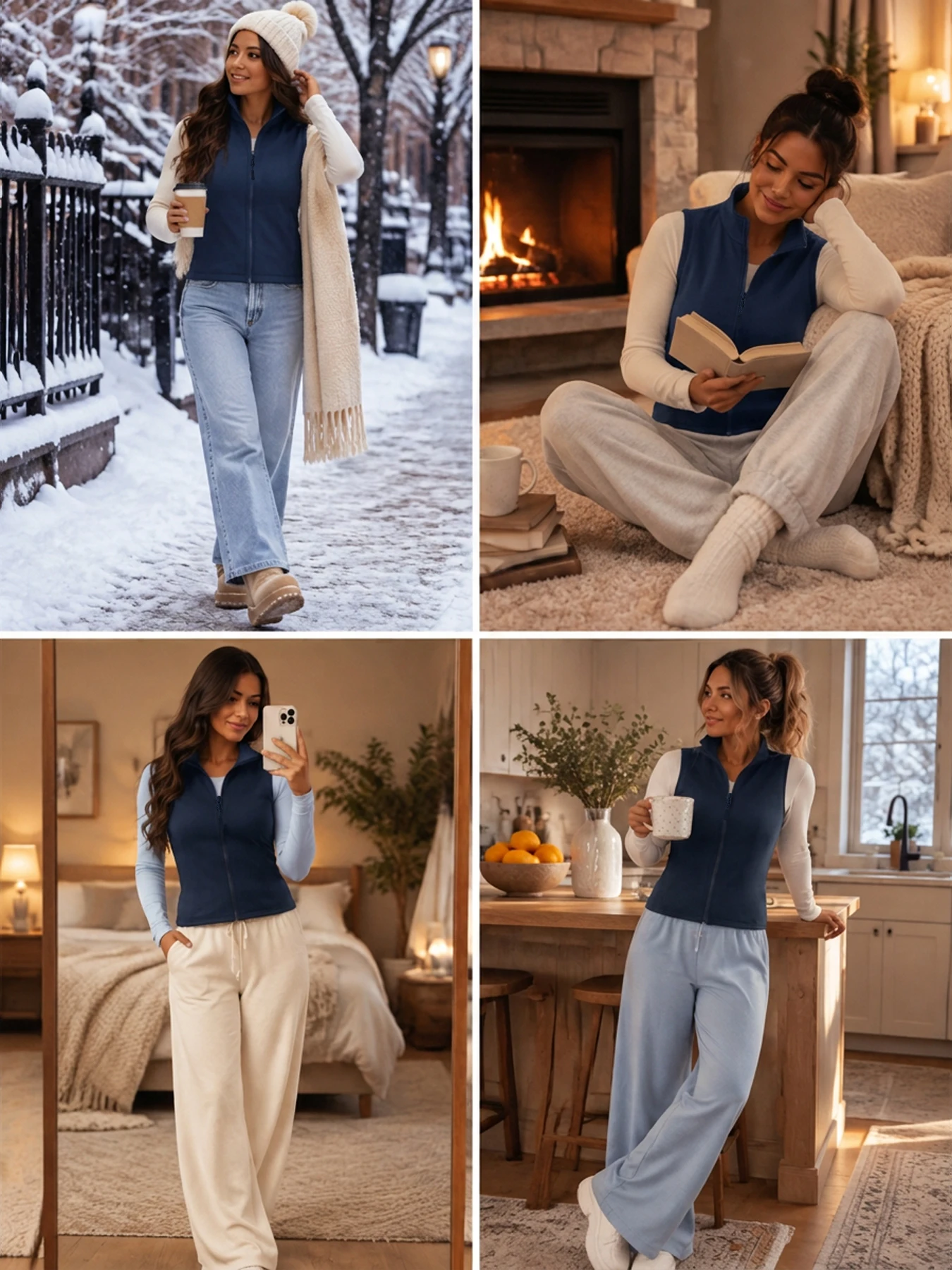 Fleece-Weste für Damen, dick, weich, mit Stehkragen, Reißverschluss, lässige Weste für den täglichen Gebrauch im Winter. – Detail 5
