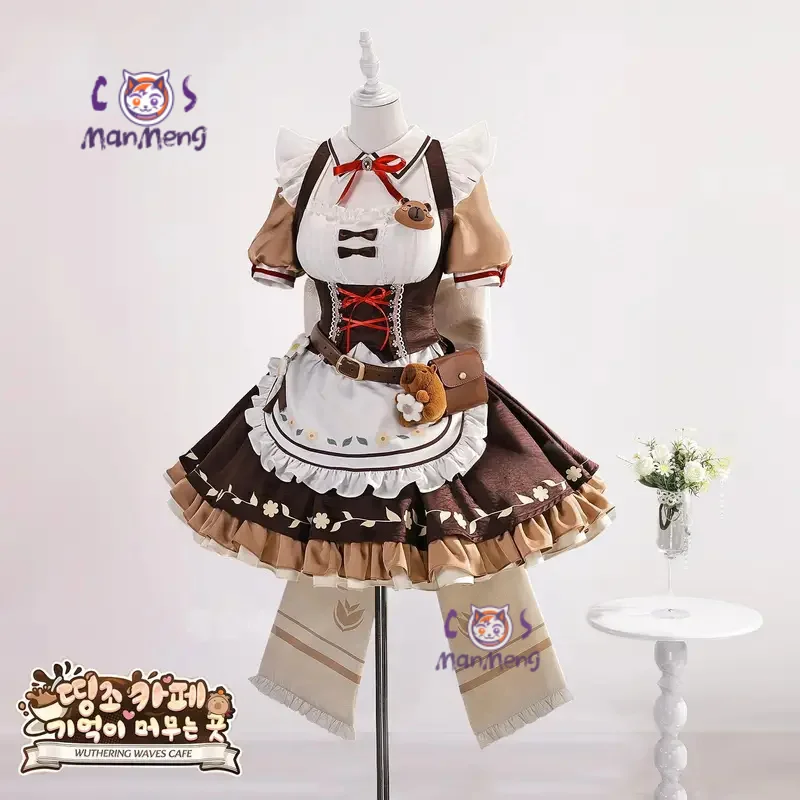 

Wuthering Waves Chisa Cosplay Costume Wig Coffee Cafe Dress Headband Apron Accessories Prop Christmas Party Girls Men Lolita set