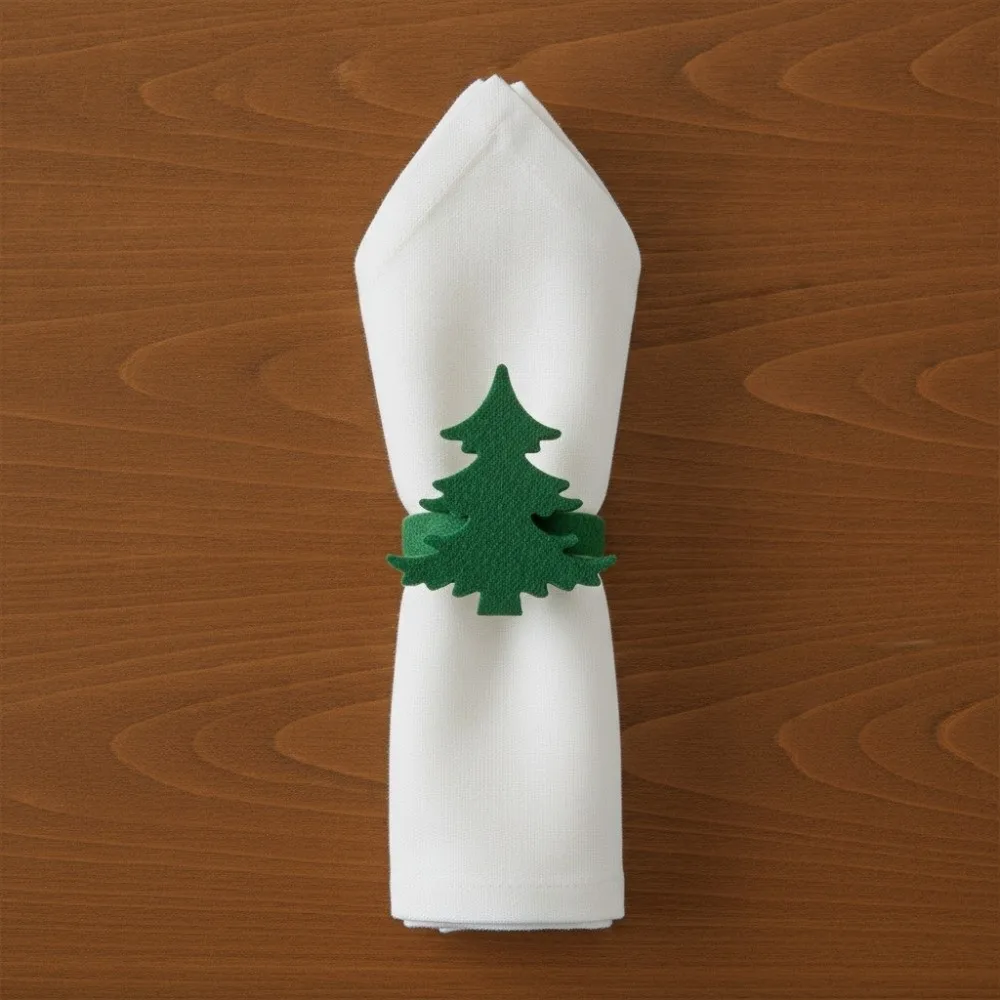 Felt Christmas Five-Pointed Star Napkin Ring Decorative Solid Color Christmas Tree Napkin Holder Reusable Napkin Buckle