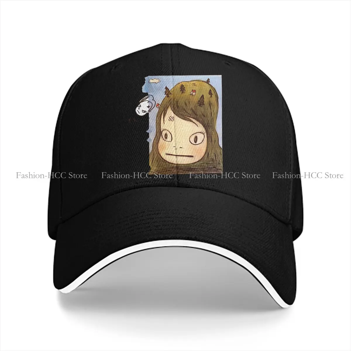 Pure Color Dad Hats Girl Tree Poster Hat Sun Visor Baseball Caps Yoshitomo Nara Peaked Cap