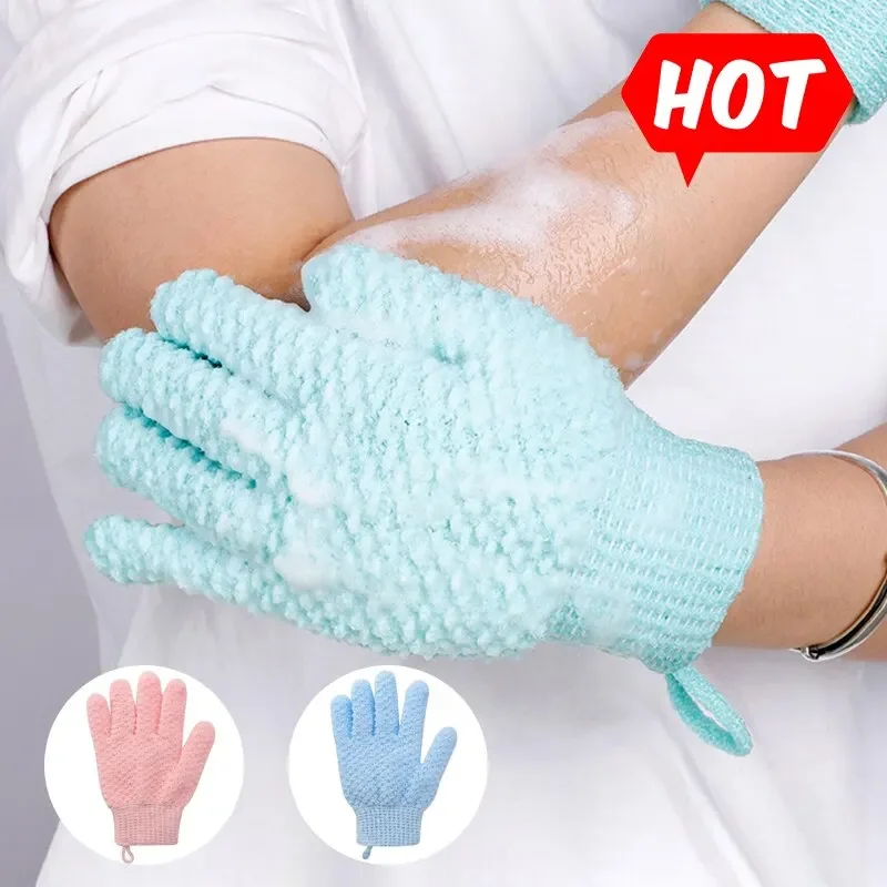 Reibhandschuhe, doppelseitige Haushalts-Peeling-Badehandschuhe mit fünf Fingern, leistungsstarke Schlamm-Reib- und Dekontaminations-Peelinghandschuhe