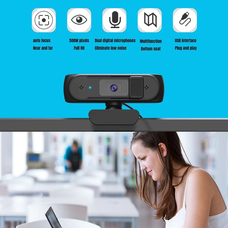 1080P Webcam With Microphone,Desktop Computer Laptop USB Webcam Camera For Video Calling Conferencing Gaming