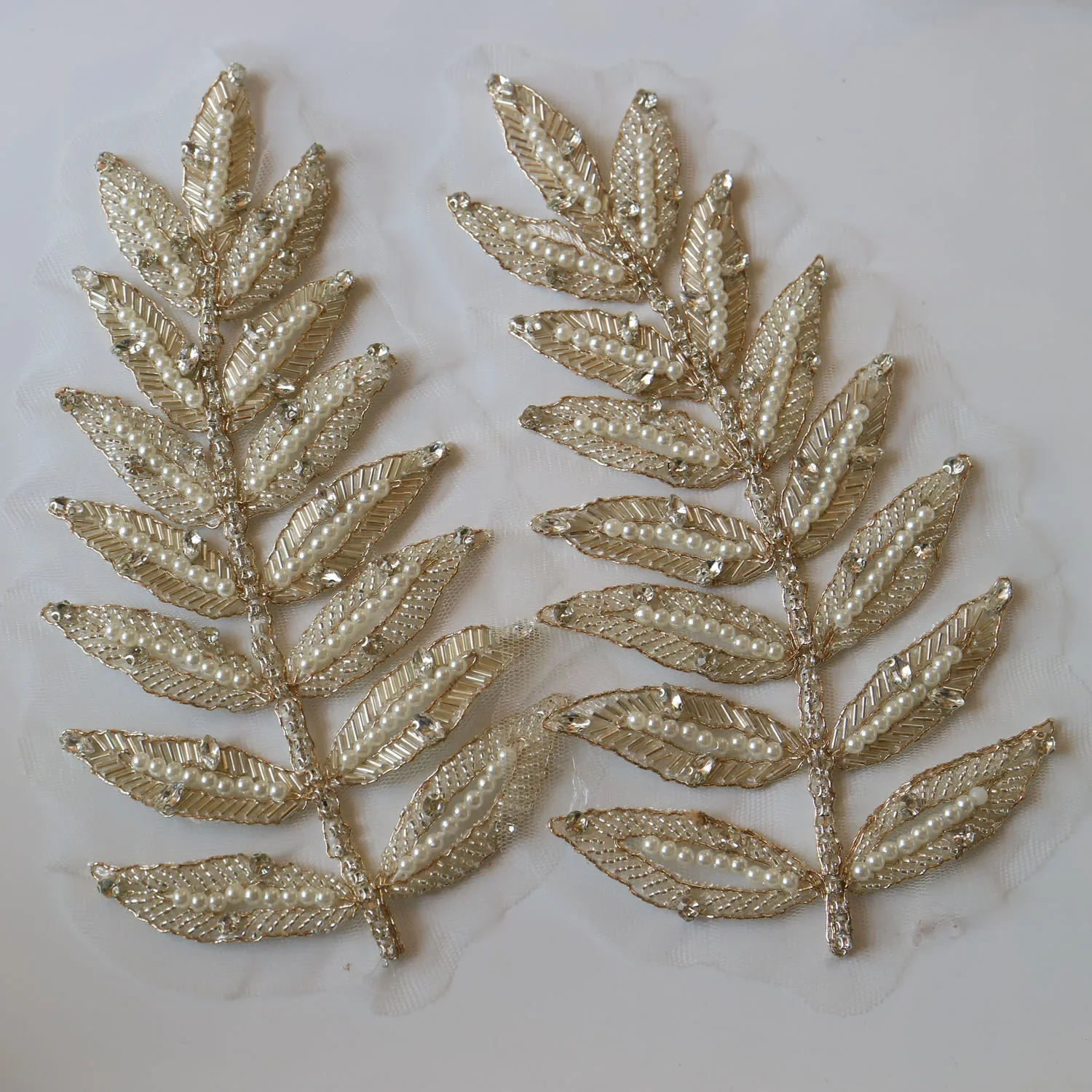 2pc/pair Luxury glass rhinestone beaded patches for clothes DIY sew on flower appliques for wedding dresses embroidery appliques