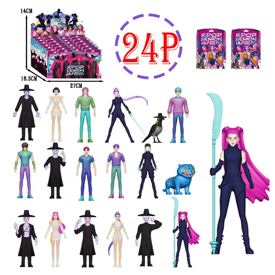 24개 세트 Kpop 데빌 헌터 블라인드 박스 액션 피규어 더피스 타이거 루미 미라 조이 수시 인형 팬 선물 생일 및 크리스마스 선물