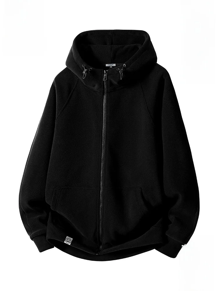 

Мужская утепленная флисовая куртка Paul Frank с капюшоном, зимняя теплая повседневная верхняя одежда, черная, на молнии, из полиэфирного волокна, с длинными рукавами