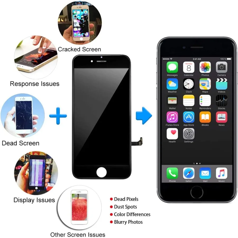 آيفون 8 زائد استبدال الشاشة الأسود 5.5 بوصة Diykitpl ثلاثية الأبعاد اللمس LCD محول الأرقام عرض آيفون 8 زائد مع أدوات إصلاح