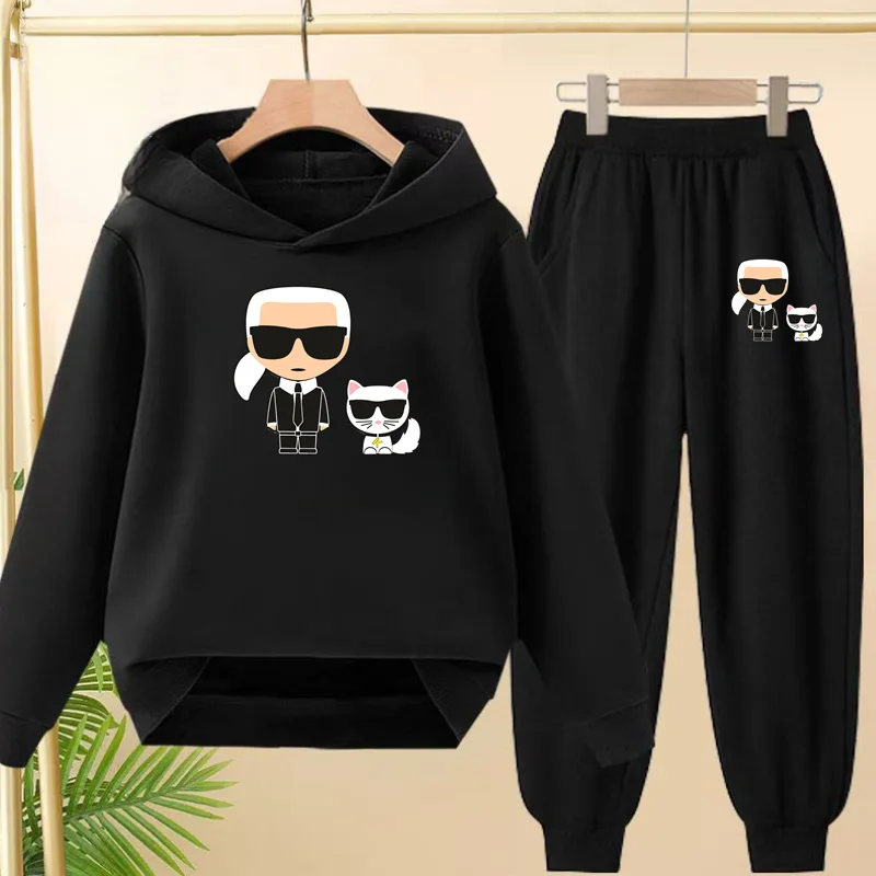 

Cartoon Anime Boy Girl 2 Piece Set 3-12 Age Children Outerwear Hoodie+Trousers Pullover Cute Leisure Hooded Autumn Sportswear