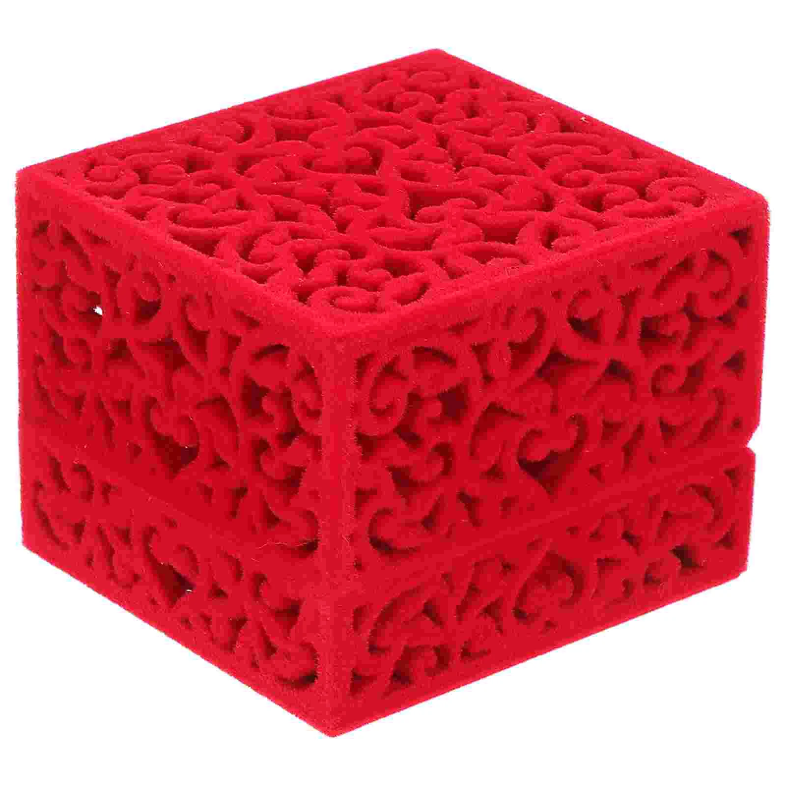 The Ring Flocked Box Small Jewelry Organizer Cute Case Rack Valentines Velvet Decor Red Mini Jewelery Holder Travel