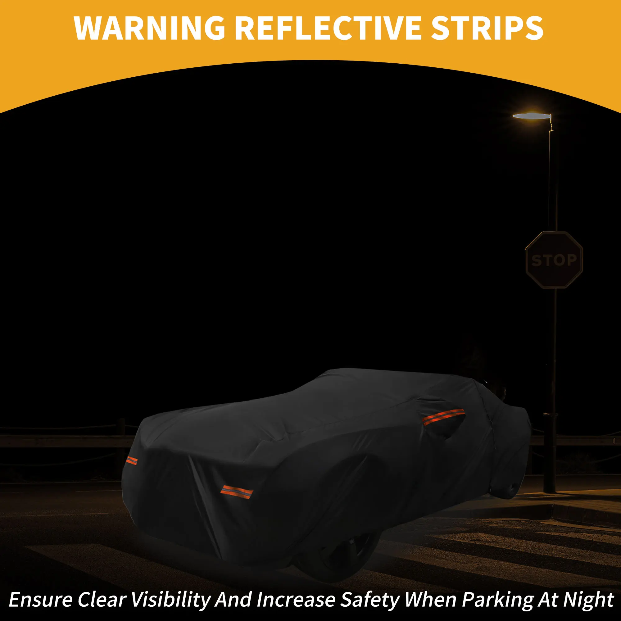 UXCELL Car Cover Waterproof All Weather Rain Protection Full Exterior Cover for Chevrolet Camaro 190T-PU with Reflective Strips