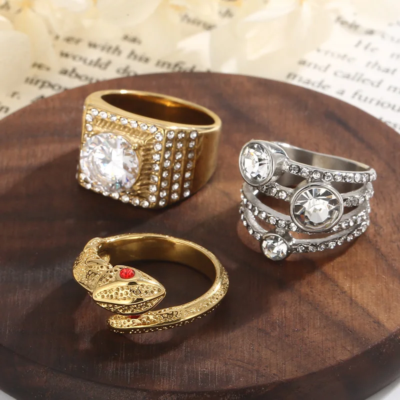 Kalen High Quality Women Wedding Rings Rhinestone & Stainless Steel Gold Color Unique Engagement Rings Bands Girls Party Gifts