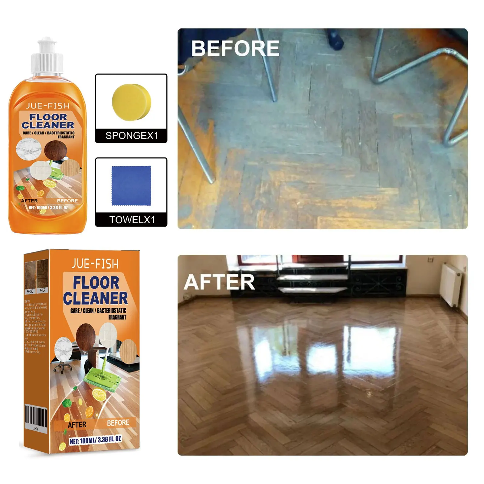 Wood Floor Restorer Liquid Wooden Floor Scratch Repair Tile Marble Brightening Cleaning Prevent Cracking Floor Cleaning Solution