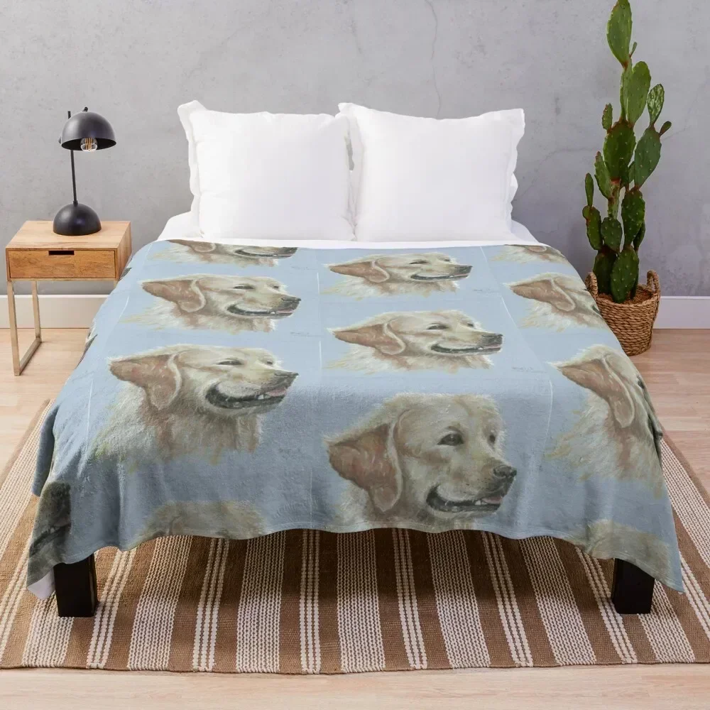 Golden labrador Throw Blanket Warm Plush Fuzzy Blanket for Living Room