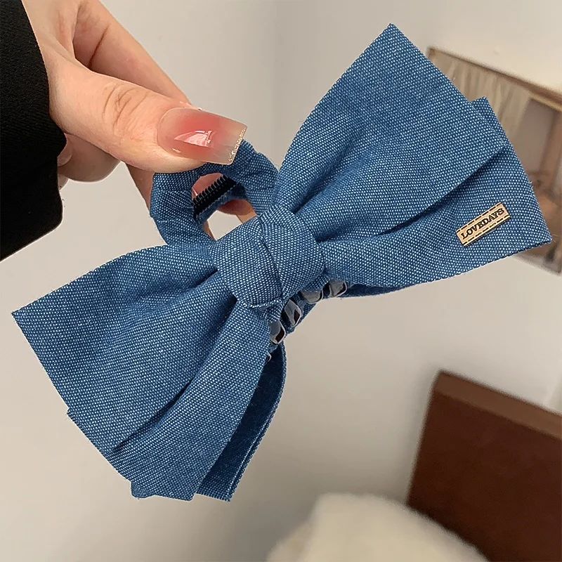 

Faionable Denim Knot Hair Clip Women's Hair Accories Large ark Clip Hair Artistry for Updo Hair Sling
