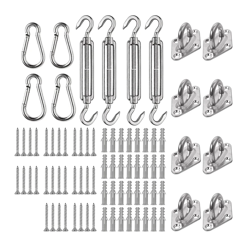 Sun Shade Sail Hardware Installation Kit For Rectangle Triple-Cornered Square Shade Sails,Turnbuckle Snap Hook