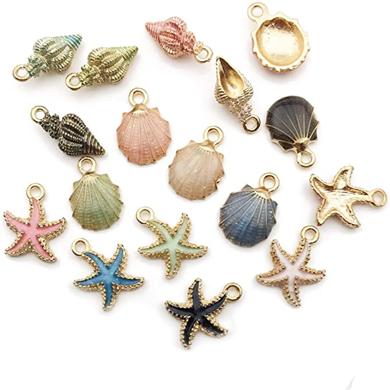 10pcs Sea Shell Charm Enamel Kawaii Pendant for DIY Necklace Earrings Handmade Jewelry Craft Material Making Supplies Wholesale