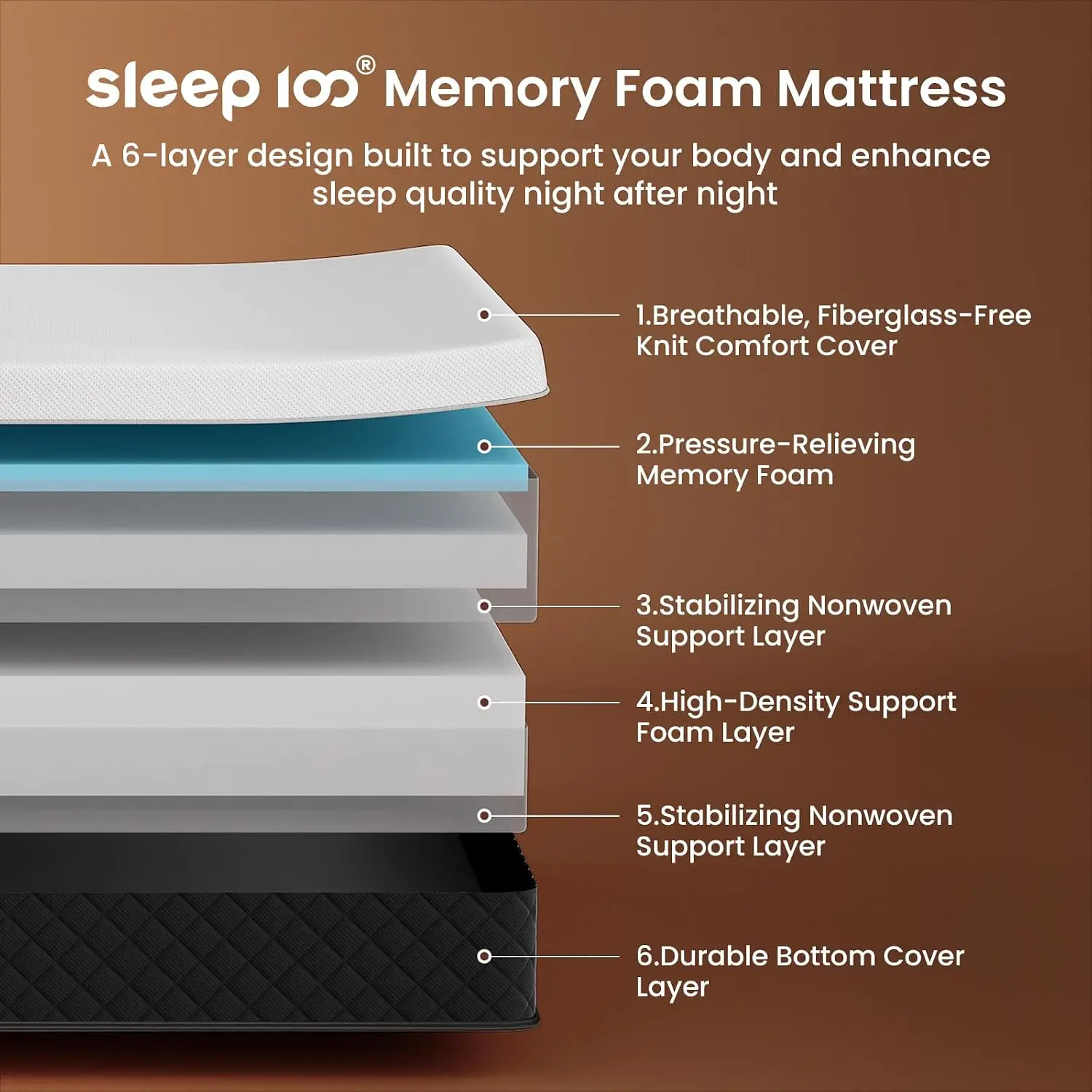 Cooling Gel-Infused for Back Pain & Pressure Relief, Mattress in a Box, CertiPUR-US Certified, Fiberglass Free, Deep Sleep