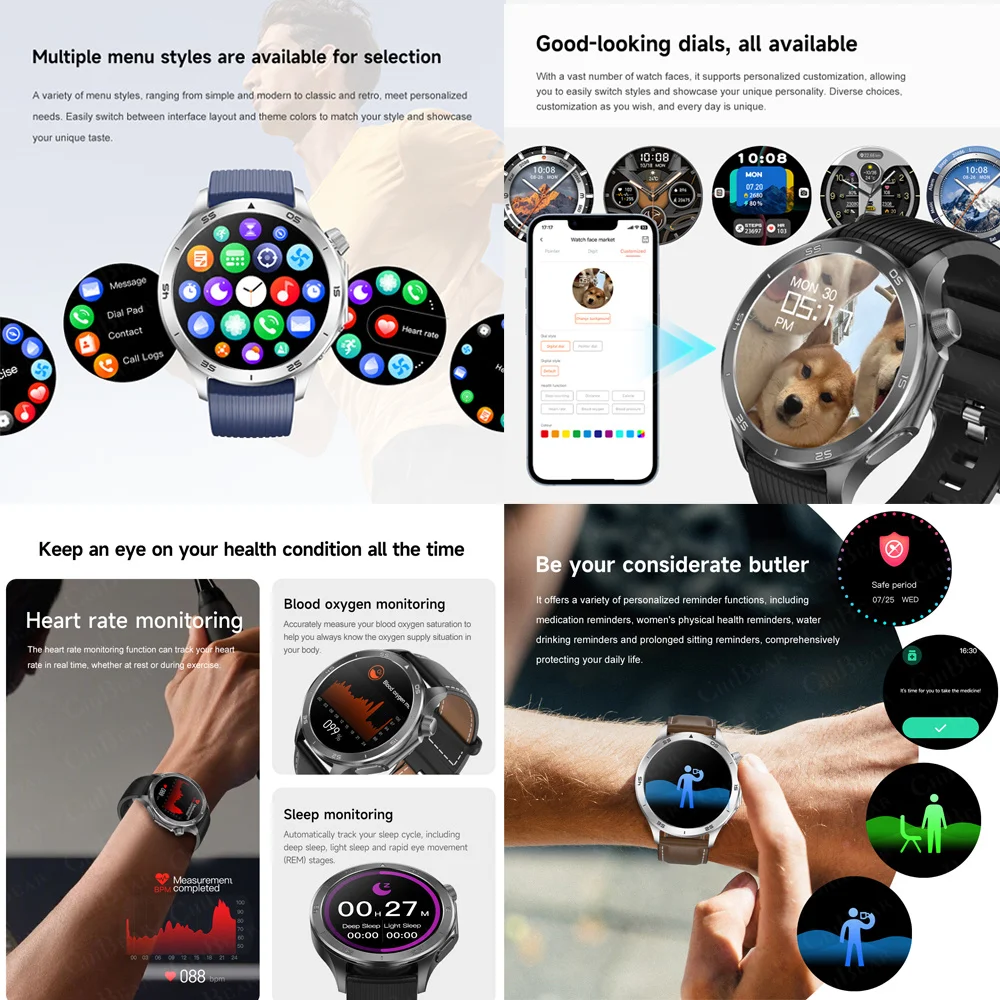 2025 Nuovo Orologio X2 GPS Track Astuto Della Vigilanza Degli Uomini AMOLED Schermo Bussola Sport Fitness Impermeabile Chiamata Bluetooth Smartwatch Per OPPO
