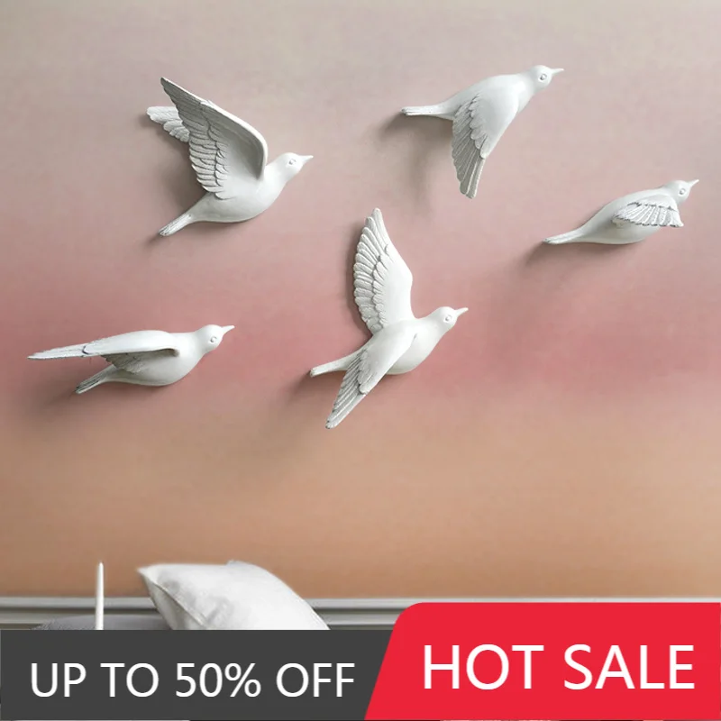 Non-perforated Three-dimensional Bird Wall Hanging Wall Decoration Wall Sticker Creative Room Art Animal Bird Hanging Decor