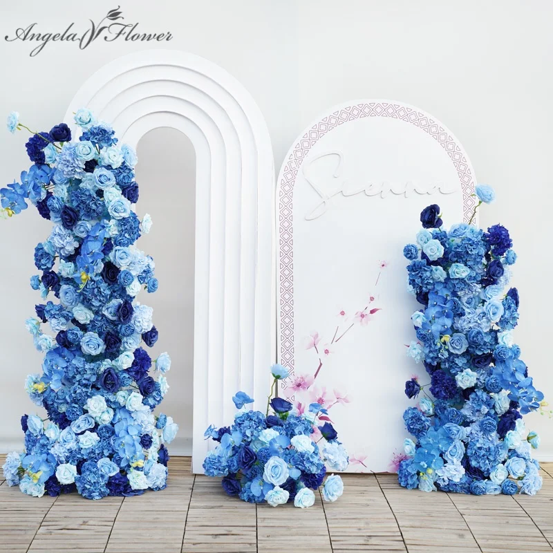 Angela Flower A7662 Artificial Blue Rose Orchid Floral Row Wedding KT Board Decor Centerpiece Props Floor Flower Event Props