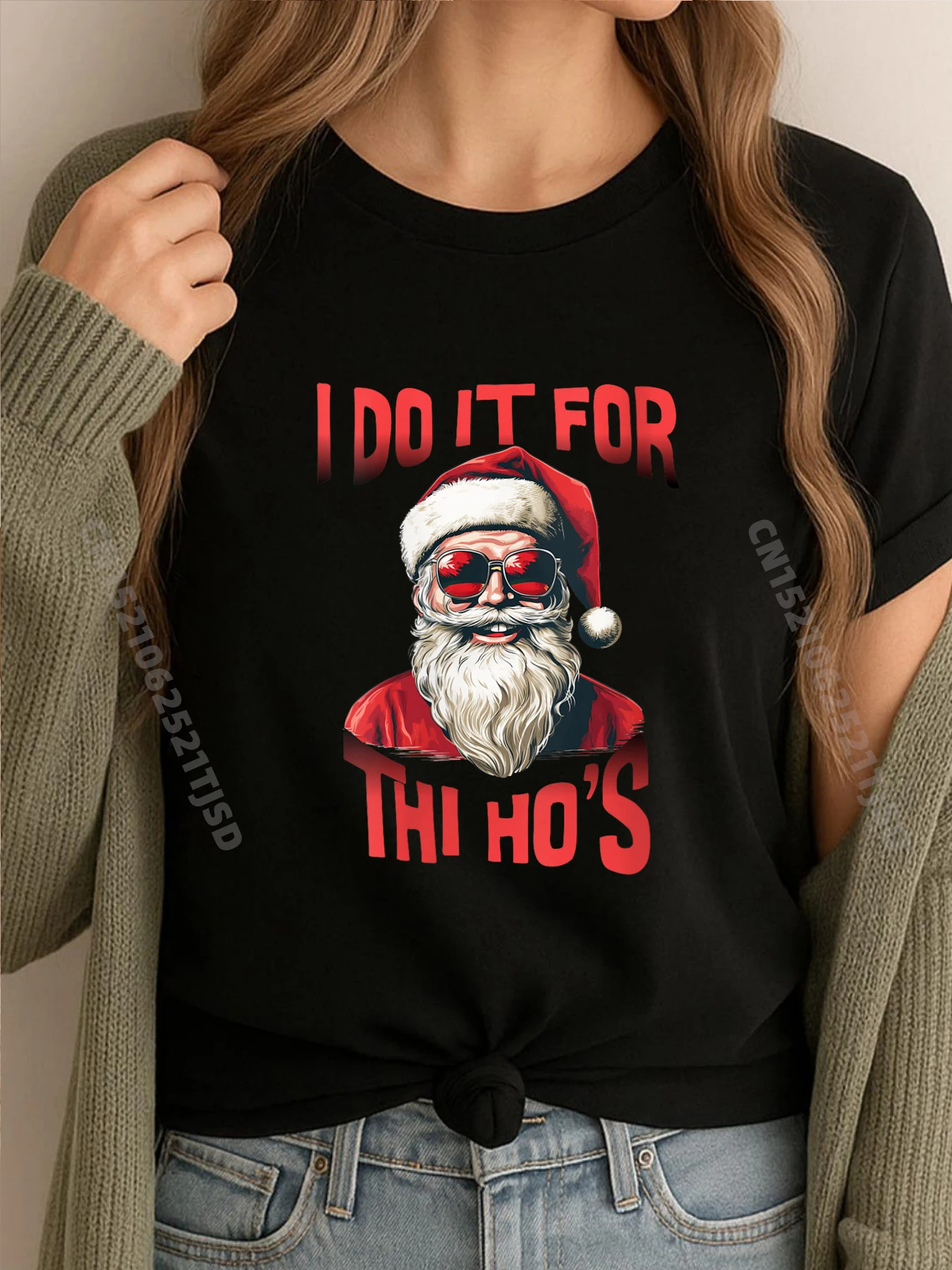 

Женская рождественская пижама «I Do It For The Ho Santa», дизайнерская футболка Santa, женские винтажные футболки