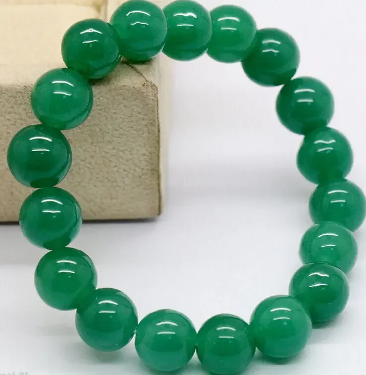 

Natural JADE Jadeite Round Gemstone Beads Bangle Bracelet 12mm