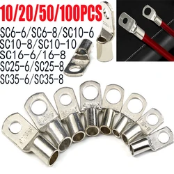 10/20/50/100Pcs SC Type Wire Nose TerminalSC2.5 SC6 SC10 SC16 SC25 SC35Bare Copper Battery Block Lugs Hole Crimp Cable Connector