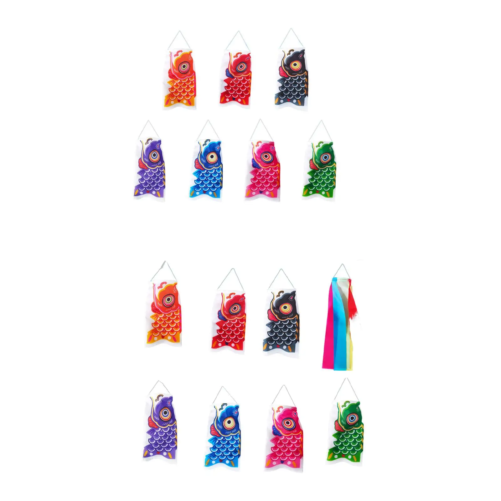7 Pieces Carp Banner Flags Photo Props Japanese Carp Windsock Fish Flag Kite for Backyard Parties Celebration Lawn Garden