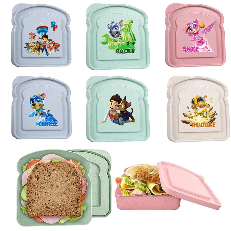 

Paw Patrols Toast Shaped Portable Lunch Box Sandwich Silicone Bento Box with Lid Office School Outdoor Lunch Food Container