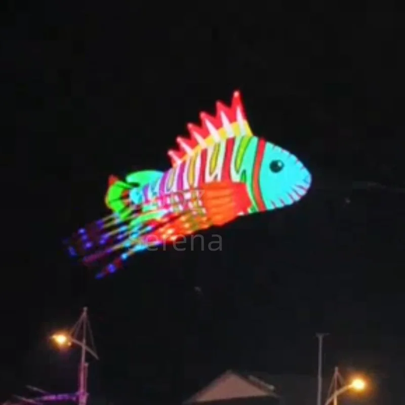 DDDZ 8M 12M ライオンフィッシュカイト巨大LEDカイトラインランドリー40Dリップストップナイロンナイトライトショーカイト大人用大型夜間飛行カイト