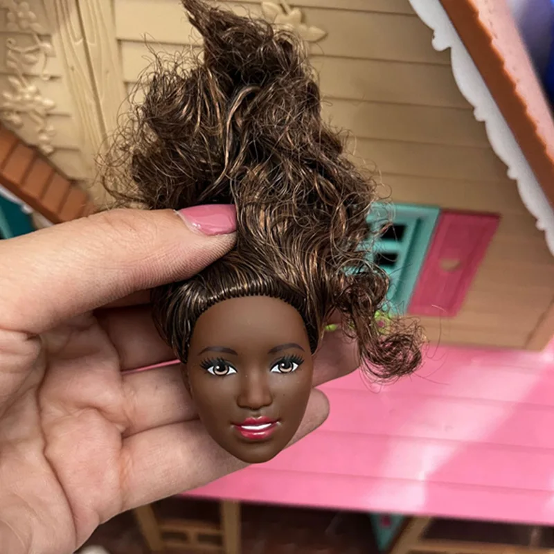 [Second hand products]1 Pieces 30cm Doll's Head Dark Skin 1/6 Doll's Accessories Dress Up Toy
