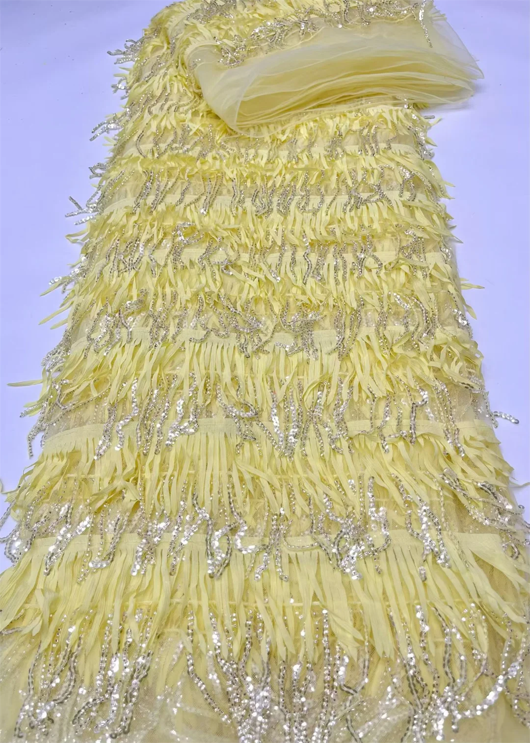 

2026 Latest African Flower Lace Fabric High Quality Embroidery French Mesh Lace Fabric Sequins Beads For Nigerian Party Dress