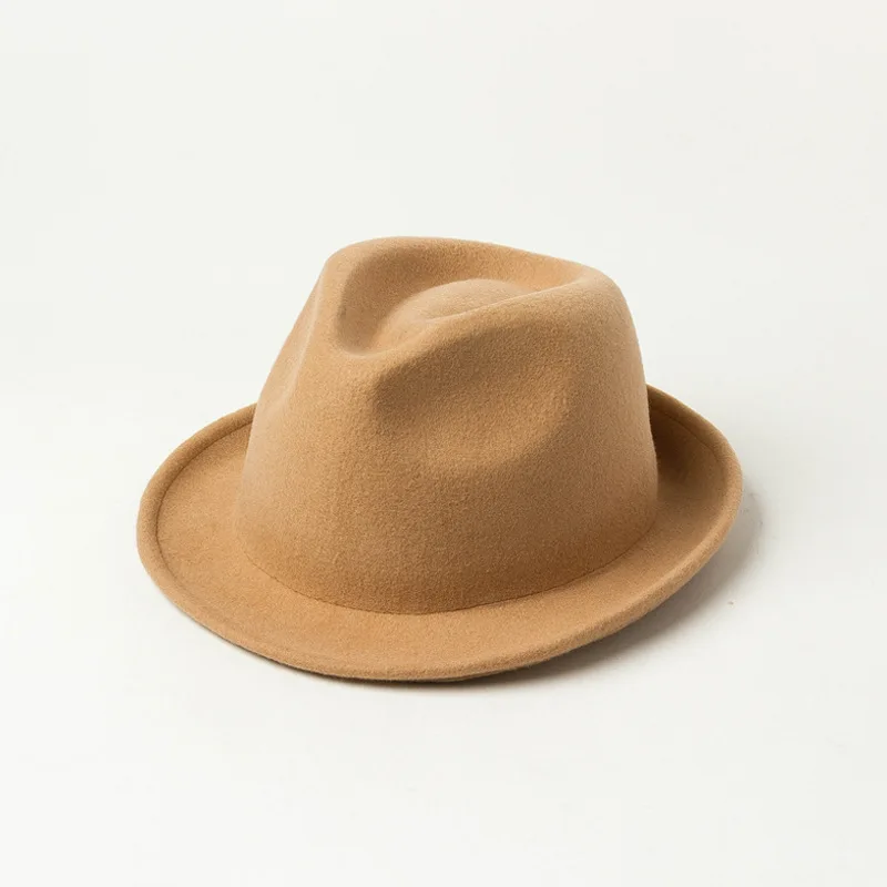 

Autumn Winter New Fashion Simple Bare Wool Felt Brim Small Jazz Hat Travel Shopping Felt Jazz Hat