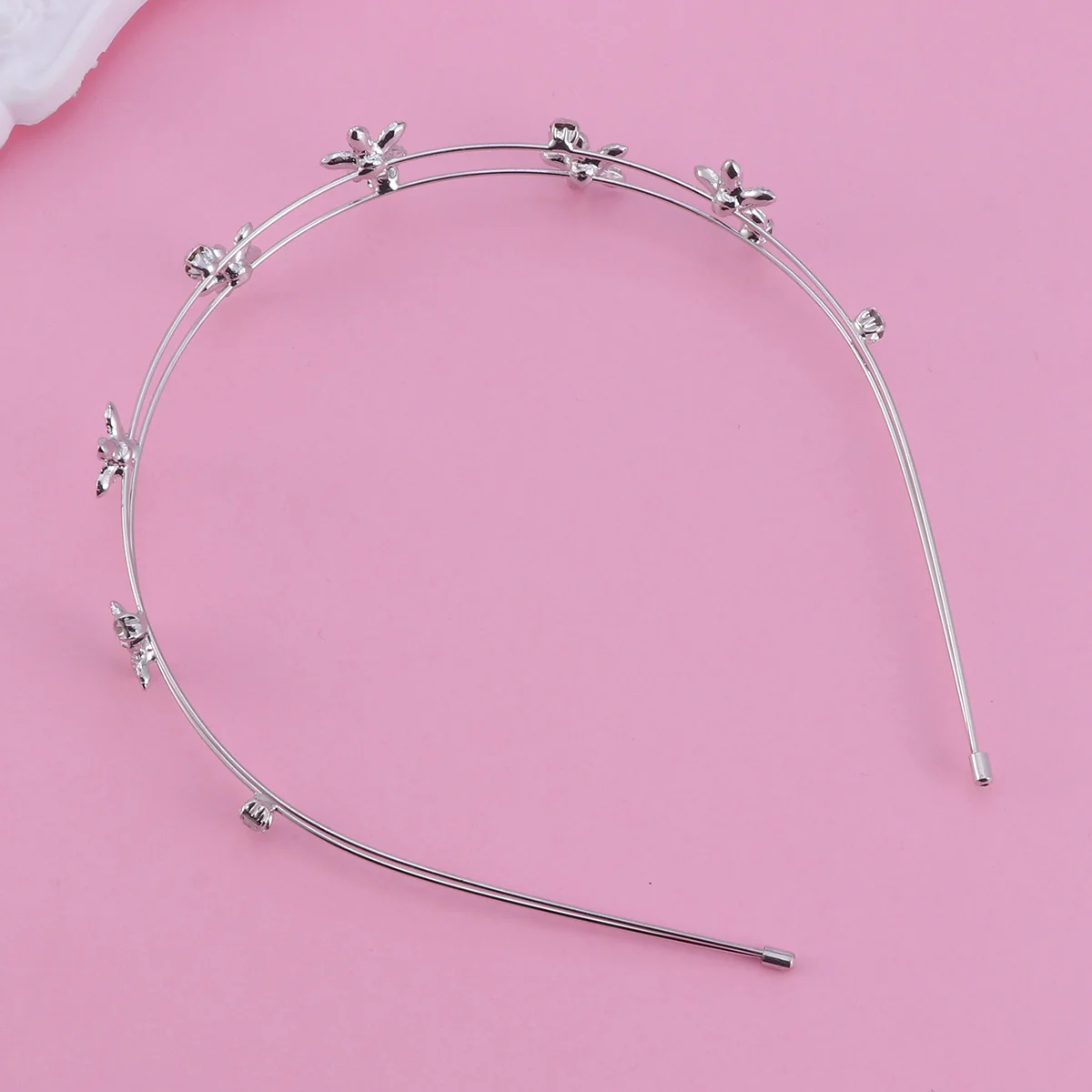 المرأة حجر الراين طبقة مزدوجة الفضة الزفاف هيرباند الزفاف الشعر حلقة عقال إكسسوارات الشعر خمس بتلات زهرة نمط