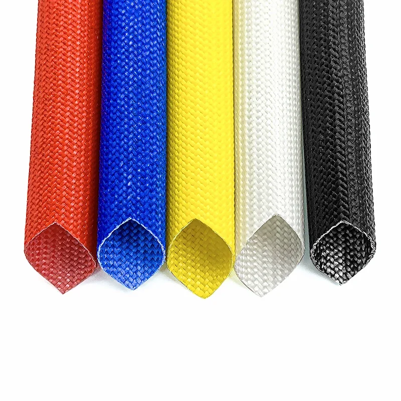 200℃ Flame Resistant Silicone Fiberglass Braided Tube 1~20mm ID Soft Insulating Sleeve For Equipment Control Wire Cable Shield