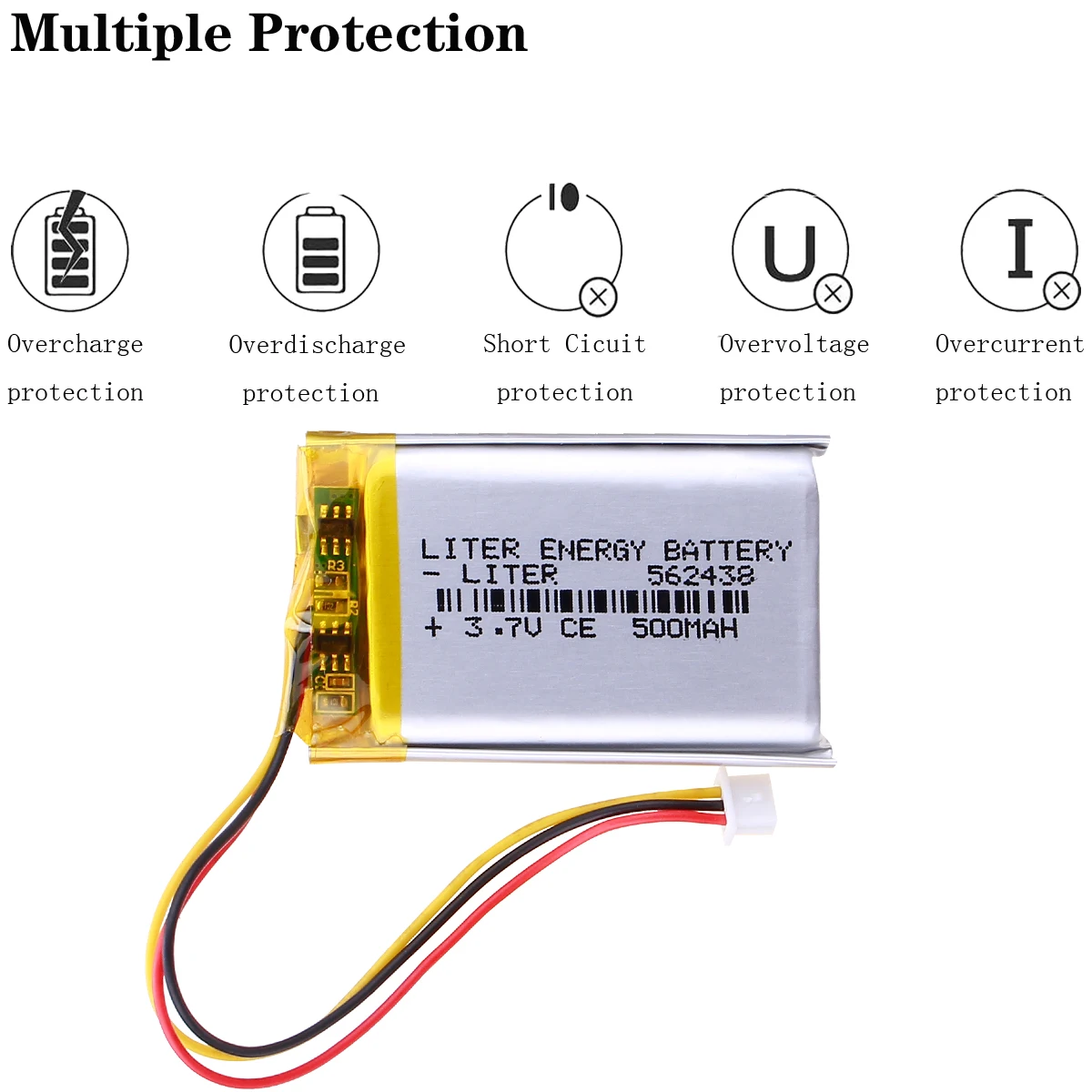 3 gwinty 3,7 V 500 mAH 562438 polimerowy akumulator litowo-jonowy / litowo-jonowy do inteligentnego zegarka mp3 mp4