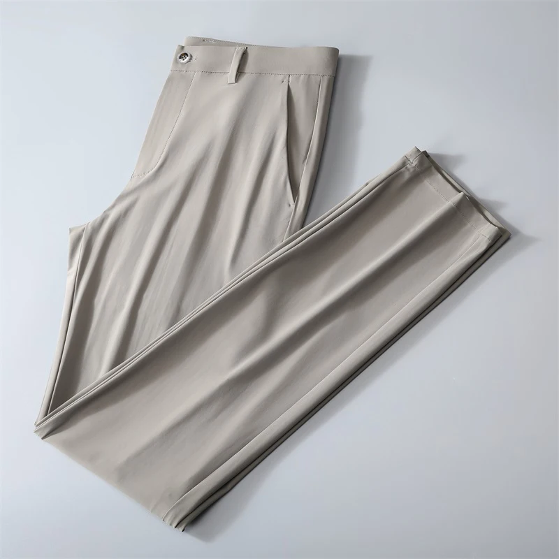 Business Casual Fashion Zipper Suit Pants All-match Spring Summer New Solid Color Men\'s Clothing Pockets Commute Button Trousers