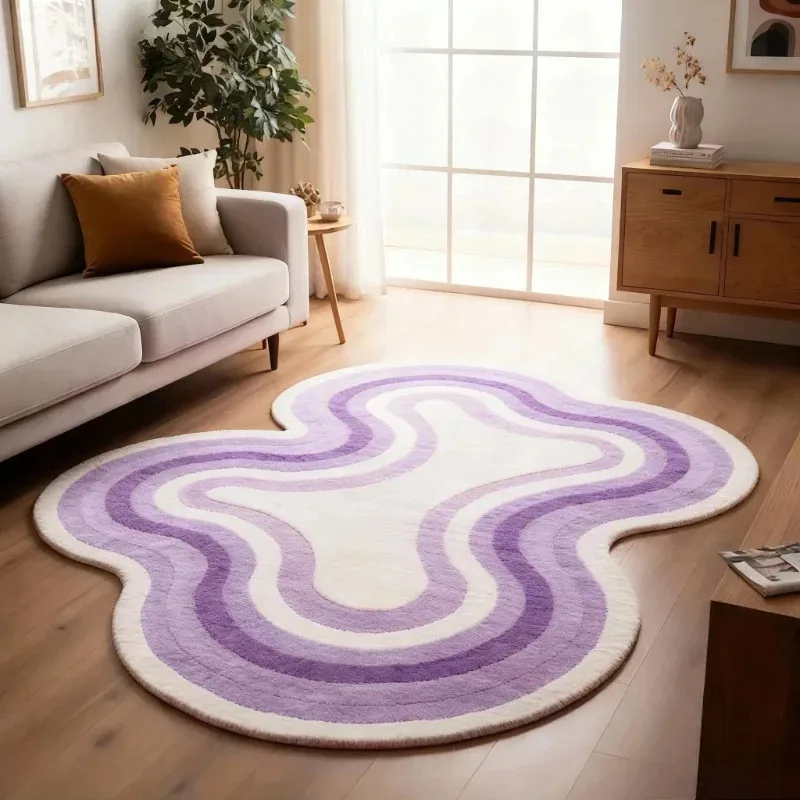 VIKAMA Colourful Irregular Rug Machine Washable, Non-Slip Living Room Sofa, Coffee Table Mat Bathroom, Toilet Rug Home Decor