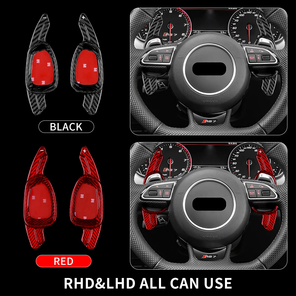 

For Audi A5 S3 S5 S6 SQ5 RS3 RS6 RS7 Hard Dry Carbon Fiber Car Steering Wheel Paddle Shifter Extension Shift Interior Trim