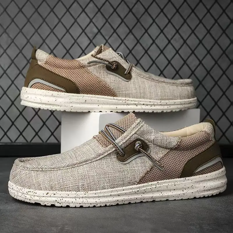 

Men's Big Size Casual Canvas Shoes Spring Autumn New Low Top Breathable Round Toe Flat Sole Slip On Board Shoes Light Lazy Shoes