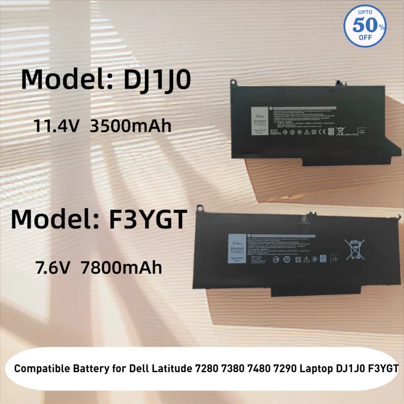 

Compatible Battery for Dell Latitude 7280 7380 7480 7290 Laptop DJ1J0 F3YGT
