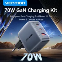 Vention 70W GaN Charger Type C Quick Charge 4.0 3.0 USB Charger For iPhone 16 15 14 Pro Macbook Air Laptop Tablet PD Fast Charge