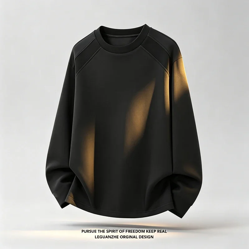 Men Crew Neck Raglan Sleeve Long Sleeve T Shirt Loose Fit Solid Color Soft Fabric Casual Basic Daily Tops view 2