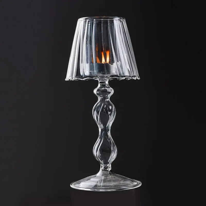 Glass Tealight Candle Holder Hurricane Decorative Lamp Shaped for Home Decor Tabletop Wedding Dinning Centerpieces Party Decor