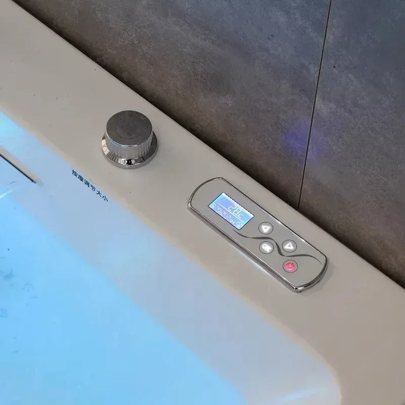 Whirlpool massage bathtub freestanding indoor waterfall RGB mood led jet hotel bathtub spa massage bathtub with shower faucet