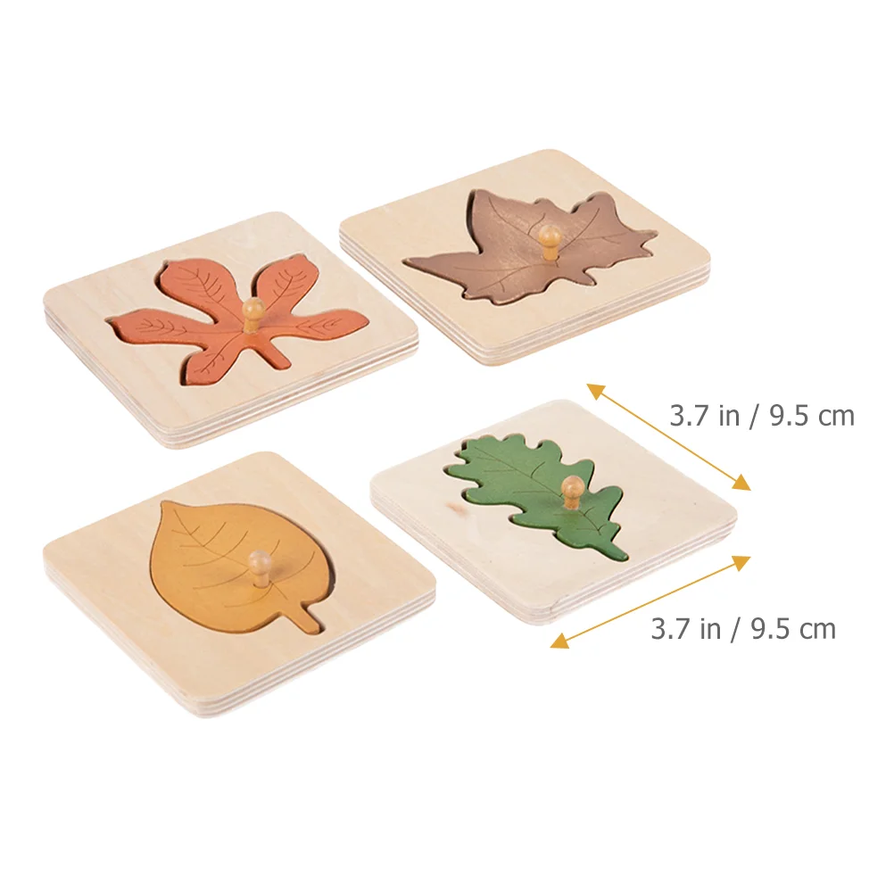 4 Pcs Leaf Puzzle Preschool Puzzles Kids Toy Wooden Educational Matching Toddler Toddlers Cognitive Early