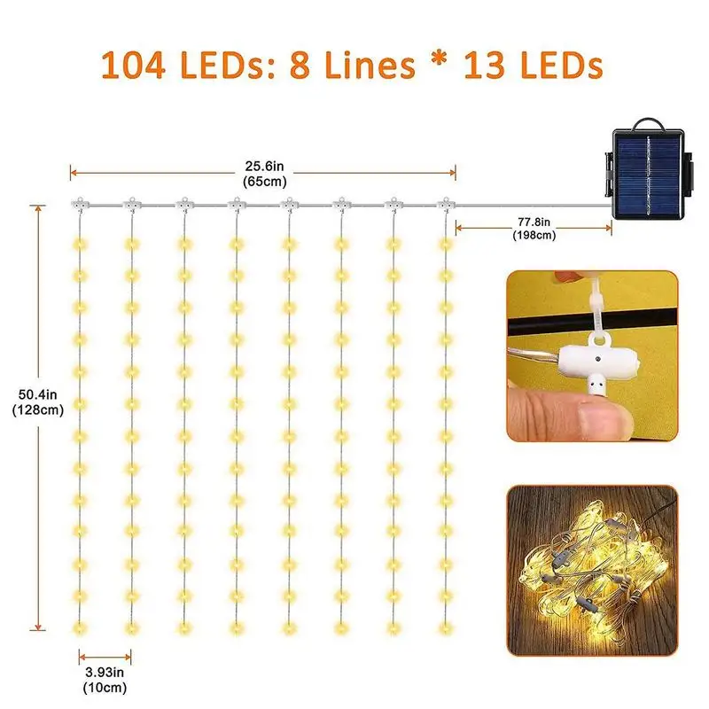 LED String Lights Patio Umbrella Lights 8 Lighting Mode with Remote Control Lights Solar Operated Outdoor for Patio Camping Tent